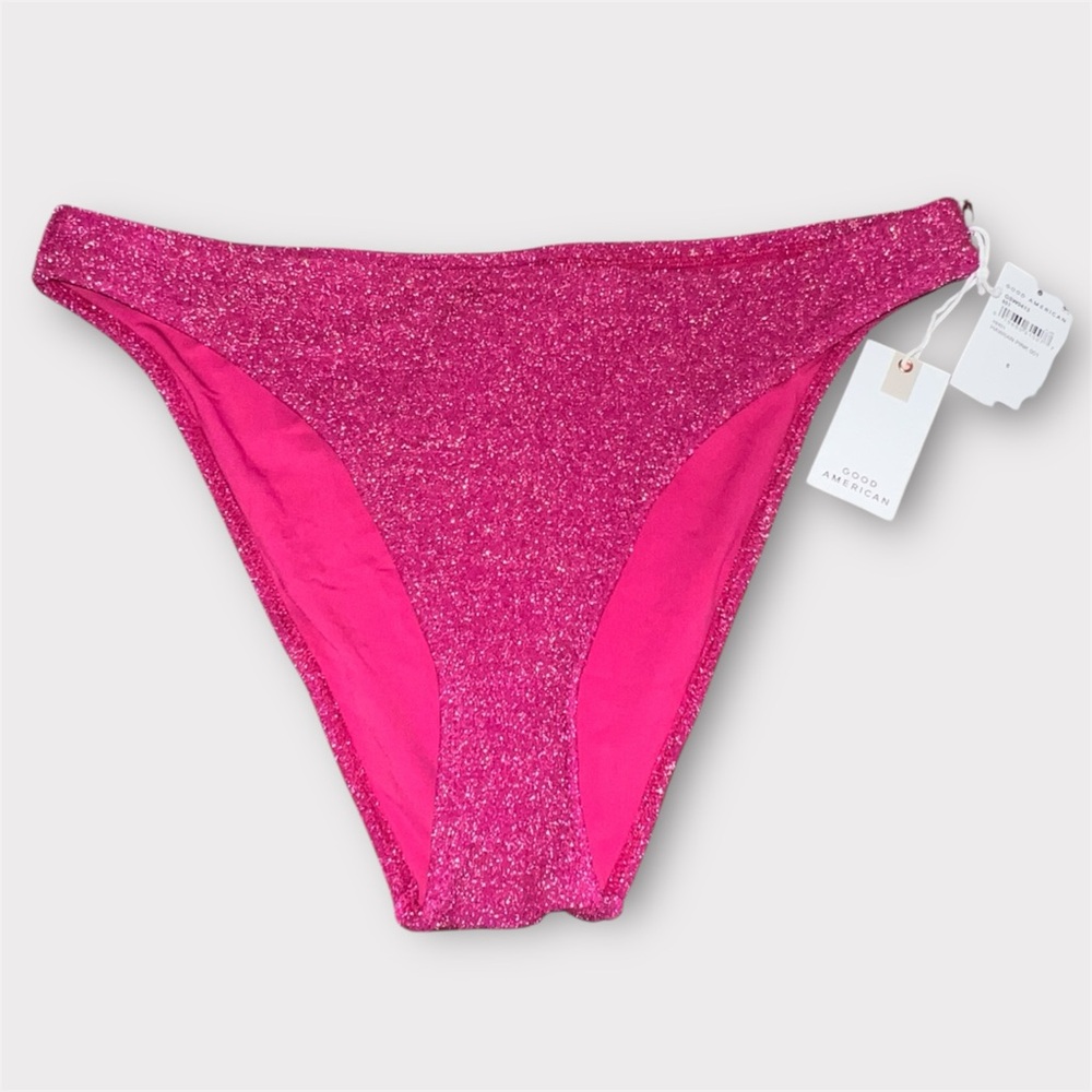 Good American Glittery Pink Swim Bottom Size 6